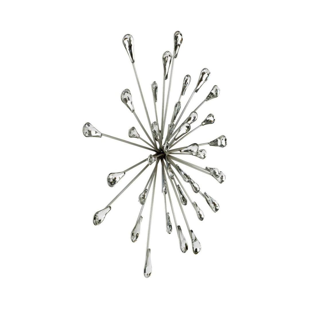 12.5" Dia Silver Starburst Metal/clear Beads Wall Art Clear Modern - Diamond Home USA