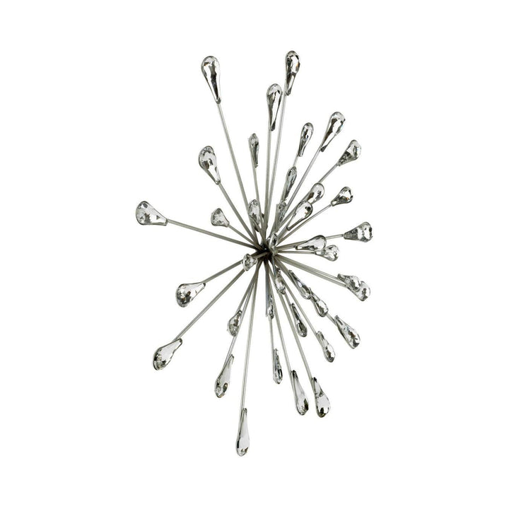12.5" Dia Silver Starburst Metal/clear Beads Wall Art Clear Modern - Diamond Home USA
