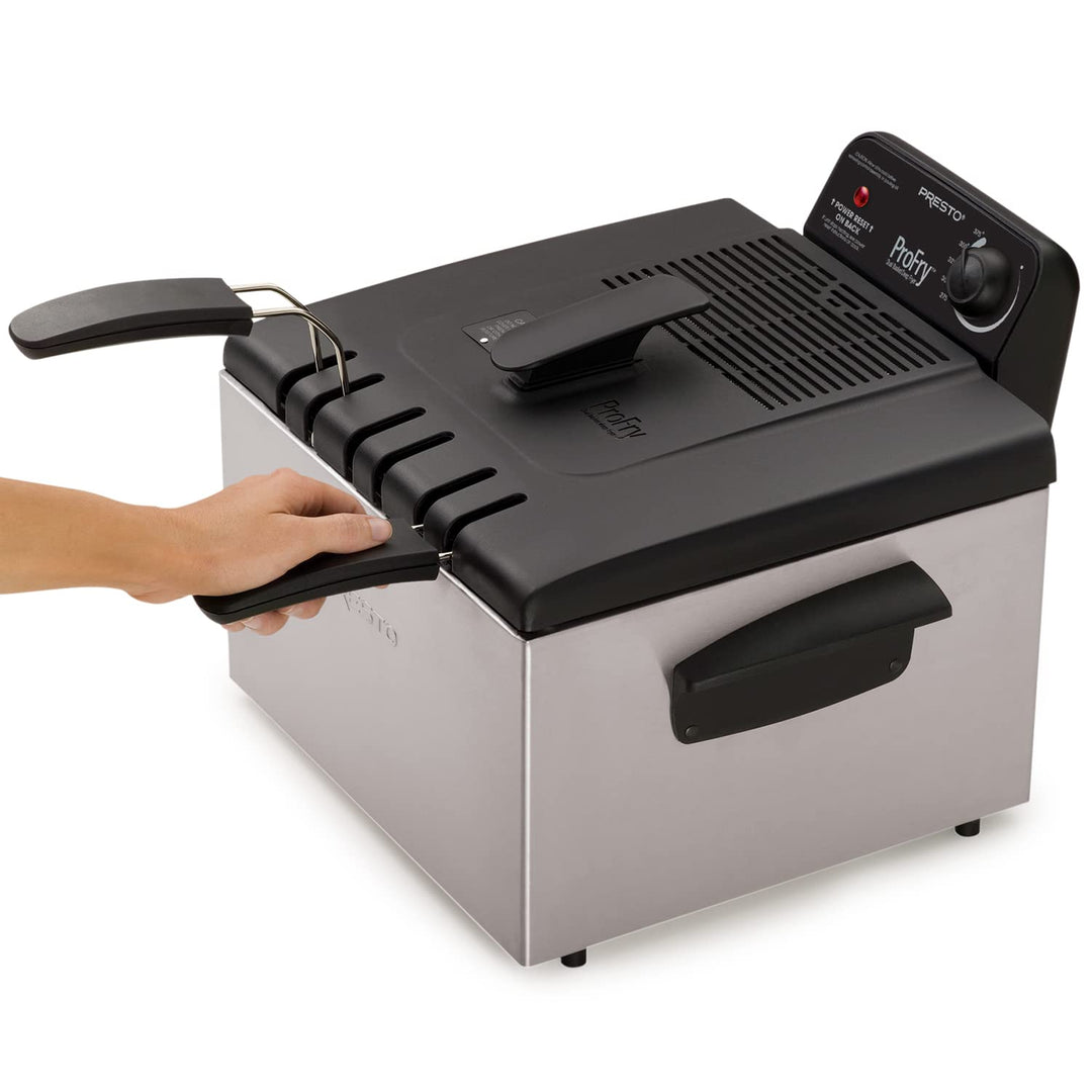 Presto 05466 Stainless Steel Dual Basket Pro Fry Immersion Element Deep Fryer - Diamond Home USA