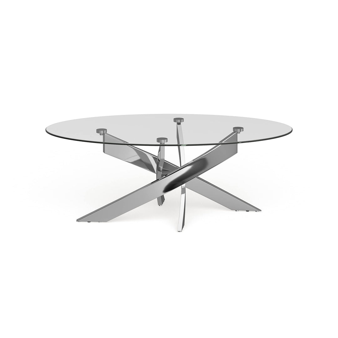 Furniture of America Dess Modern Chrome Metal Oval Coffee Table - Diamond Home USA