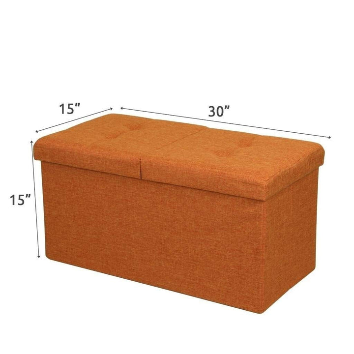 Storage Ottoman Bench 30 Inch Smart Lift Top Amber Orange - Solid Casual - Diamond Home USA