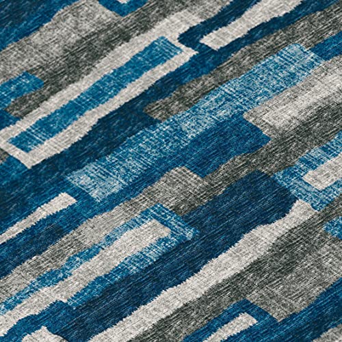 Addison Rugs Bravado ABV37 Blue Washable 8' x 10' Indoor Outdoor Area Rug Easy - Diamond Home USA