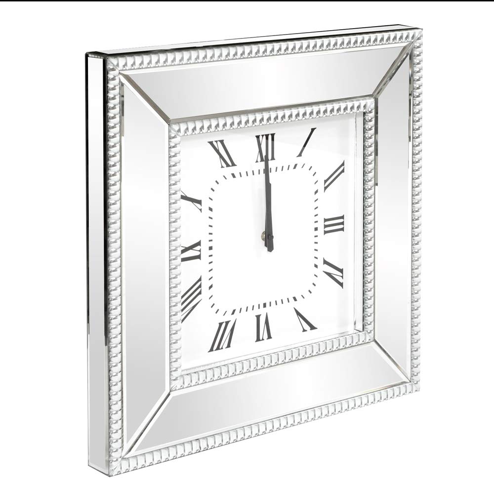 Howard Elliott 99172 Mirrored Wall Clock with Beaded Glass Trim - Diamond Home USA