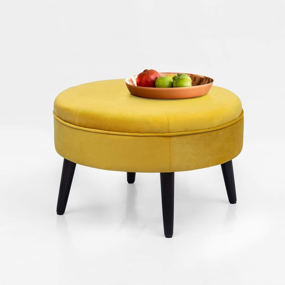 Round Tufted Fabric Ottoman Yellow - Diamond Home USA
