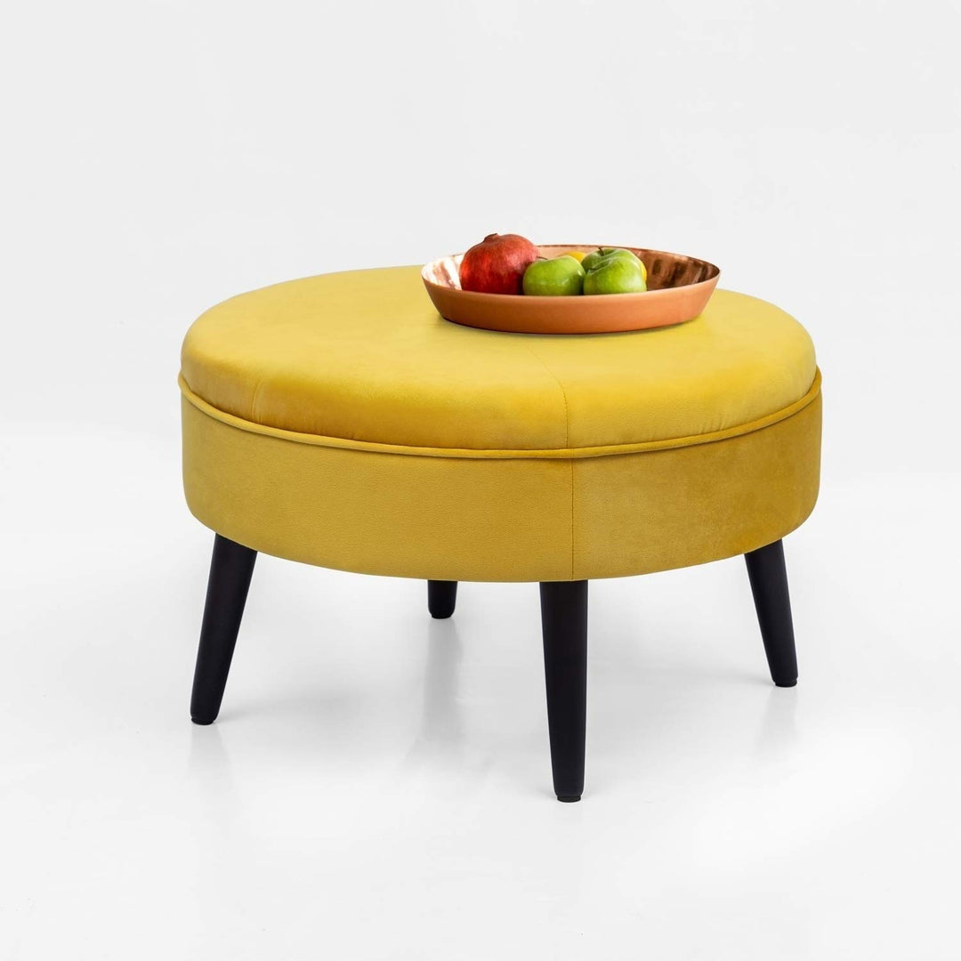 Round Tufted Fabric Ottoman Yellow - Diamond Home USA