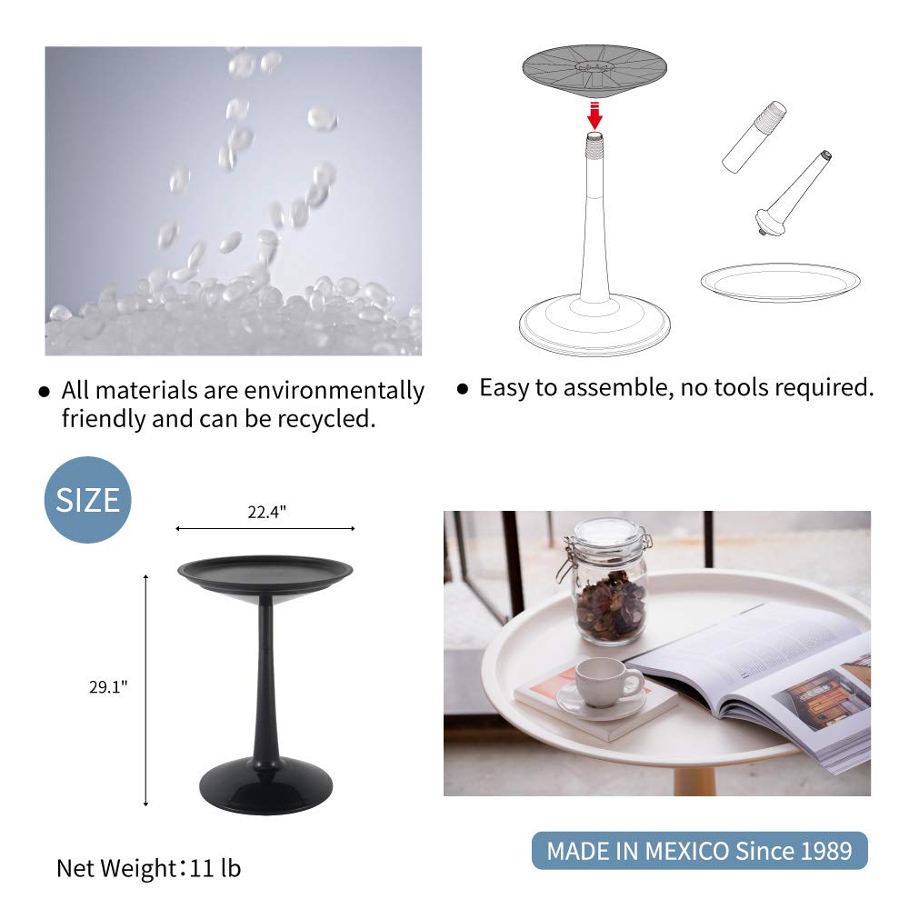 Lagoon Furniture Modern Round Pedestal Side/Cafe/Coffee Table