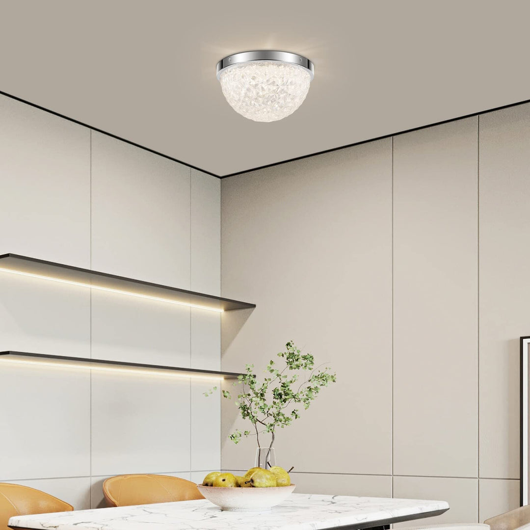 Crystal Hemispheric Led Flush Mount Ceiling Light (12") 12" Clear Modern - Diamond Home USA