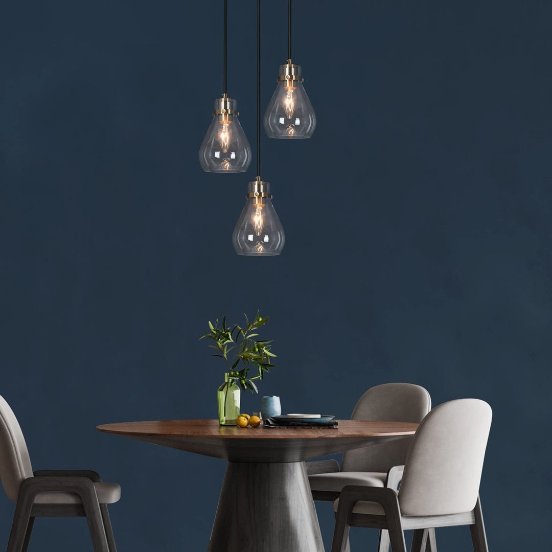 Modern Brass Gold Black 1-Light Mini Glass Kitchen Island Lights Glam - Diamond Home USA