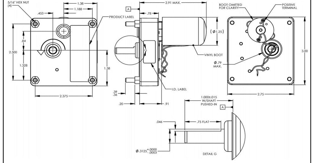 Dayton Model 52JE51 DC Gear Motor 12 RPM 1/125 hp 12VDC - Diamond Home USA
