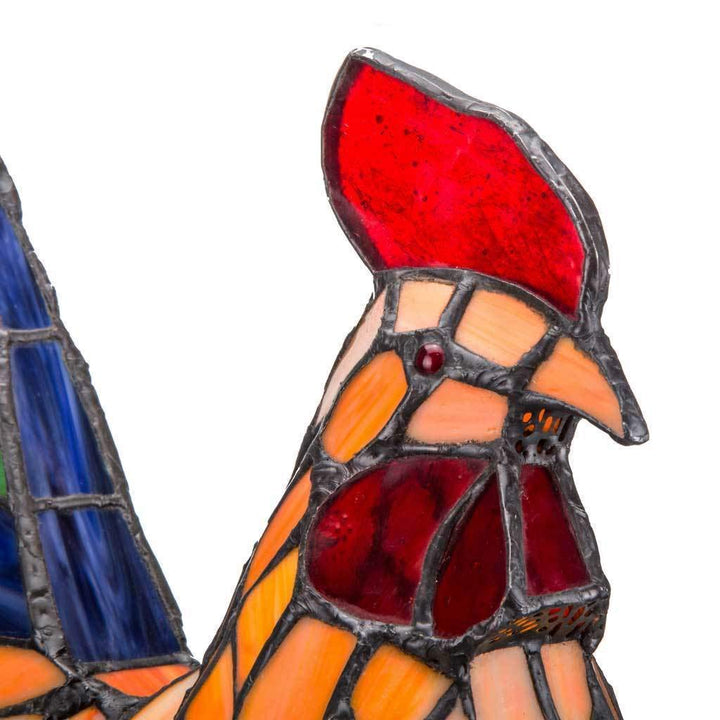 Multicolor Resin 15.5-inch Rooster Stained Glass Accent Lamp - 12.5" l X 7.0" - Diamond Home USA