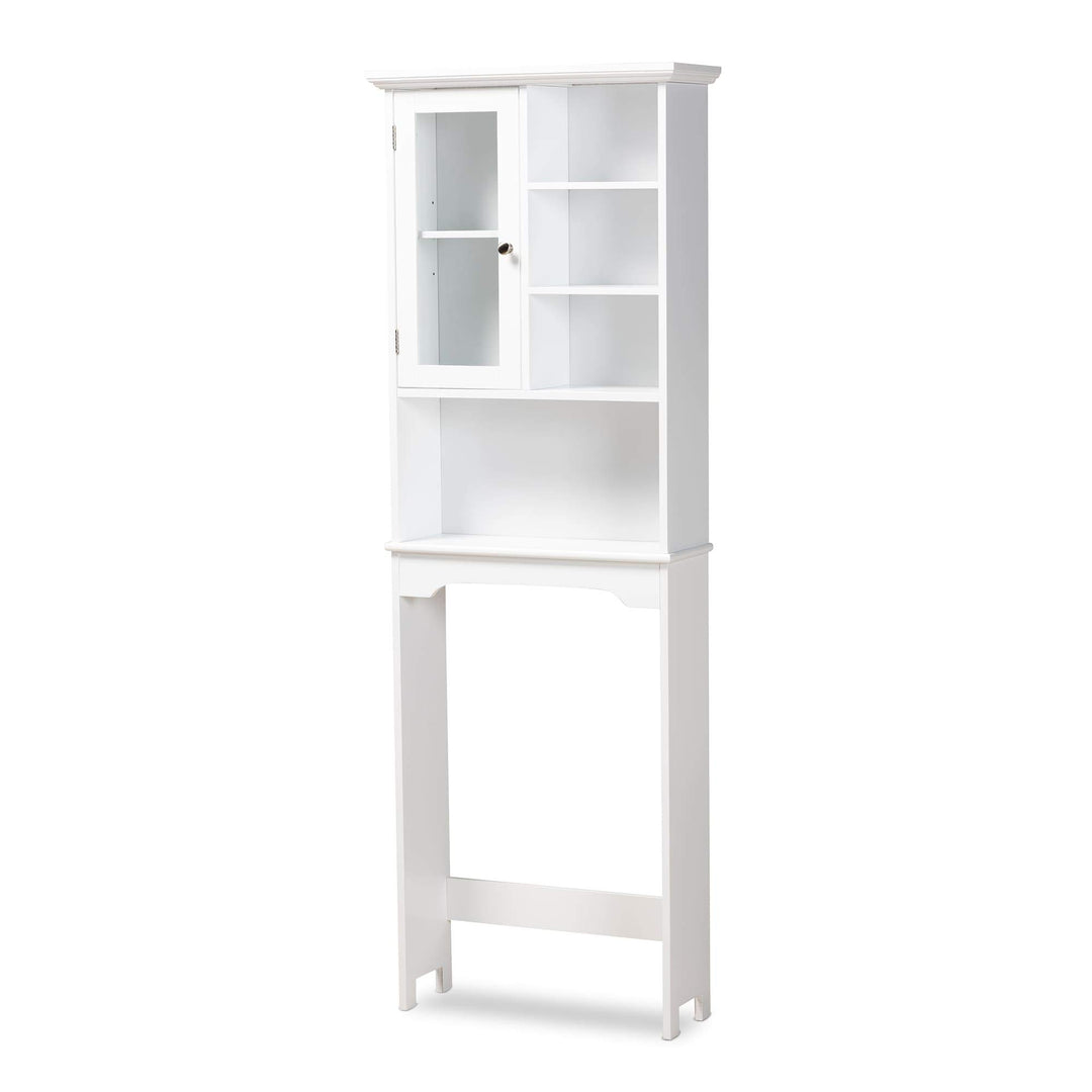 White Finished Wood Over The Toilet Bathroom Storage Cabinet Modern Contemporary - Diamond Home USA