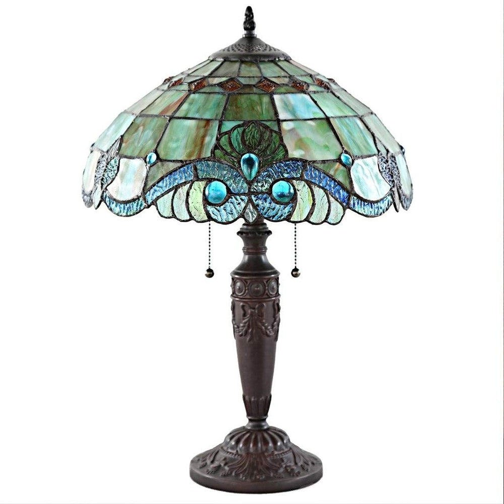 Brown Bronze Table Lamp 20" Glass Desk Lamp with Colorful Bowl Shade Antique - Diamond Home USA
