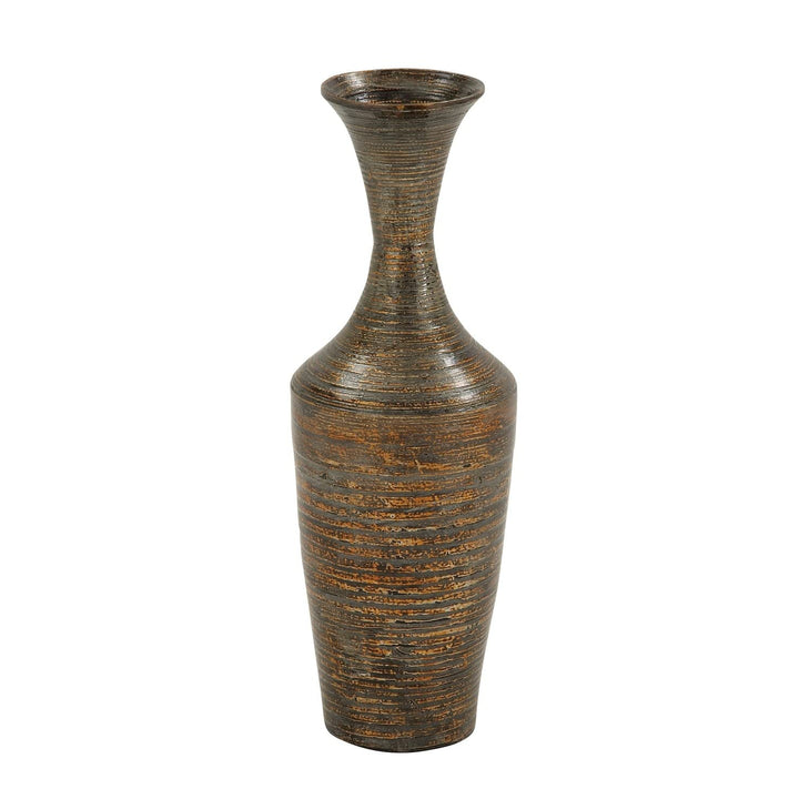 Dark Brown Bamboo Traditional Vase 23 X 8 Wood - Diamond Home USA