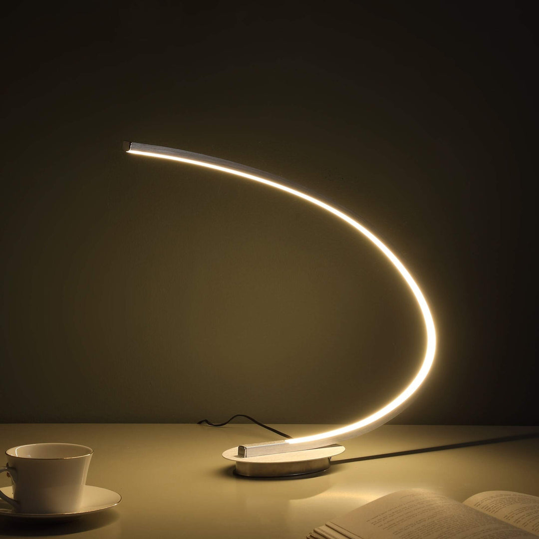 Eli Brushed Nickel Led Arc Tube Table Lamp Silver Modern Contemporary