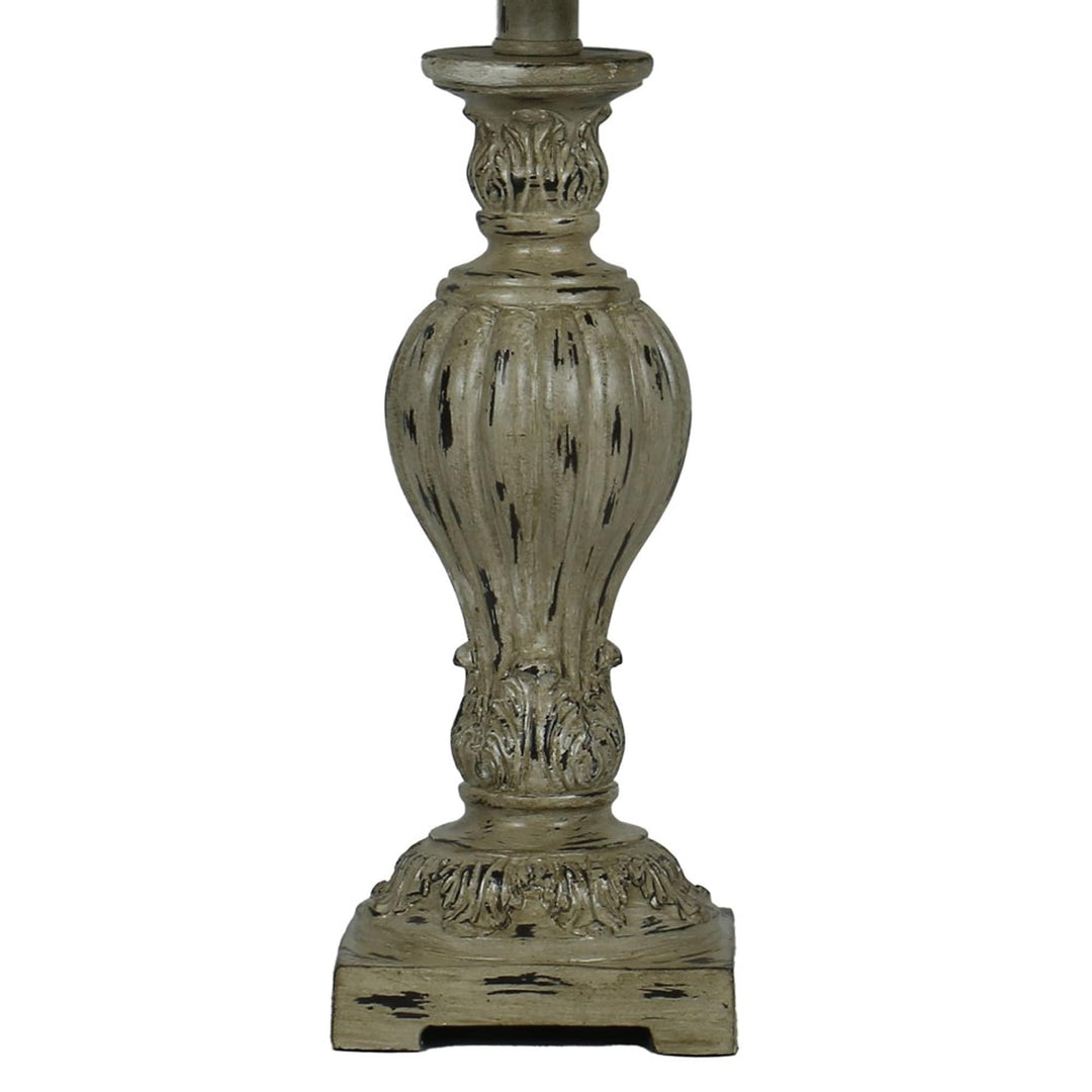 25" Weathered Carved Cast Candlestick Table Lamp with Decorator Shade Beige - Diamond Home USA