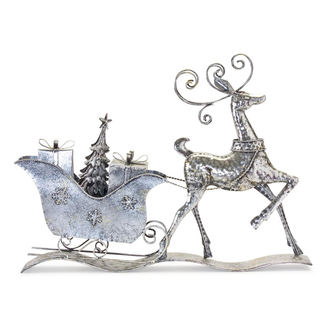 Deer W/Sleigh Silver