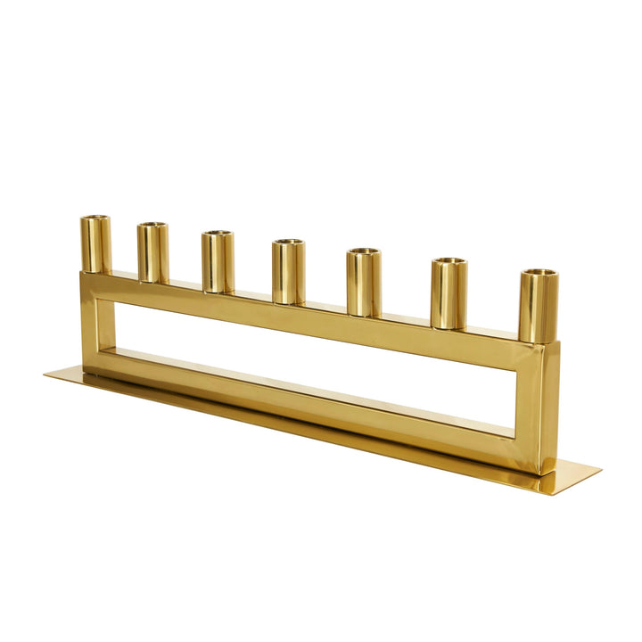 Gold Stainless Steel 7 Candle Candelabra with Rectangular Frame Medium - Diamond Home USA