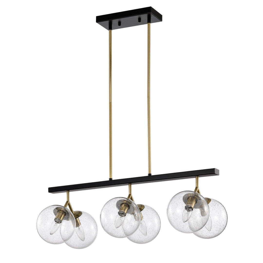 28 Inch Orb Glass Kitchen Island Chandelier 6 Light Black Gold Modern - Diamond Home USA