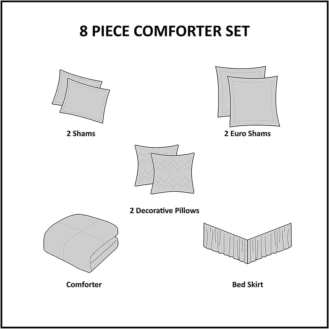 510 DESIGN Luxe Quilted Comforter Set Modern Transitional Design All Season Down