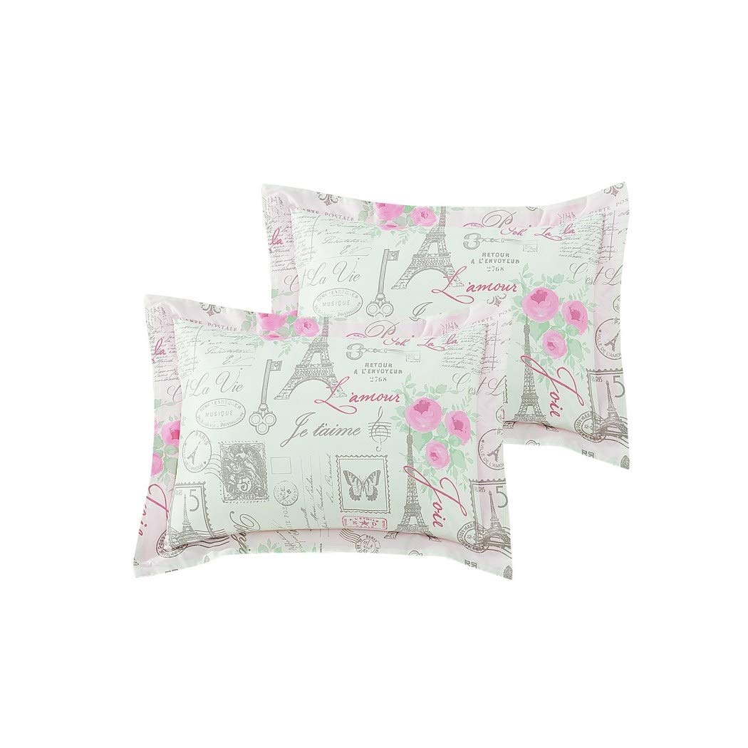 5 Piece Girls Off I Love Paris Comforter Set Romantic