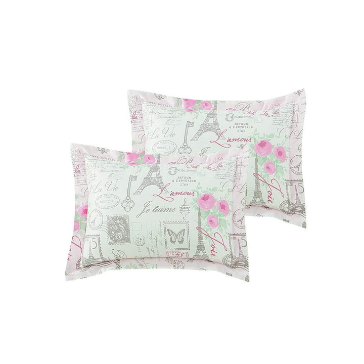 5 Piece Girls Off I Love Paris Comforter Set Romantic