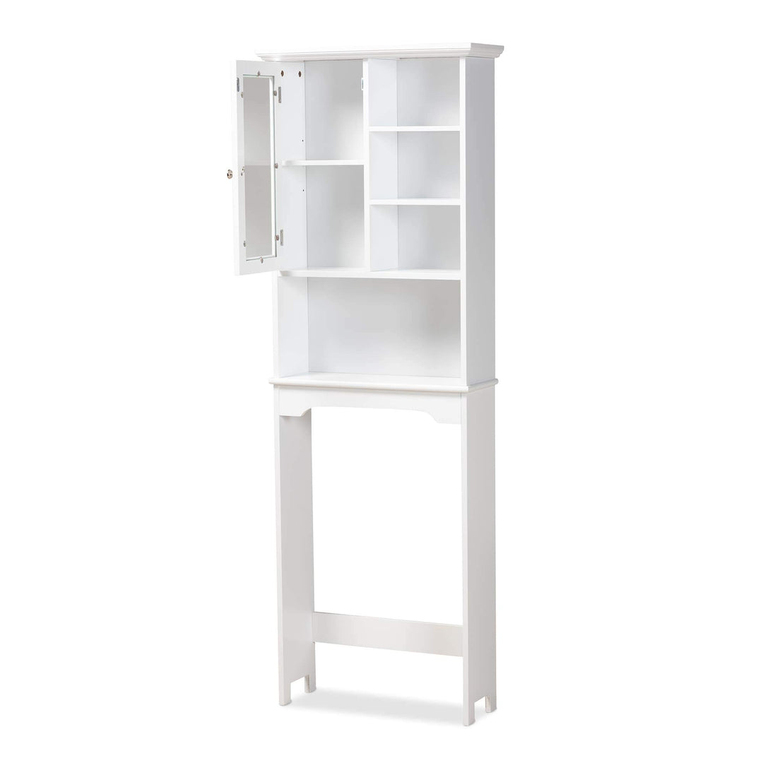 White Finished Wood Over The Toilet Bathroom Storage Cabinet Modern Contemporary - Diamond Home USA
