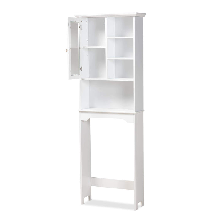 White Finished Wood Over The Toilet Bathroom Storage Cabinet Modern Contemporary - Diamond Home USA