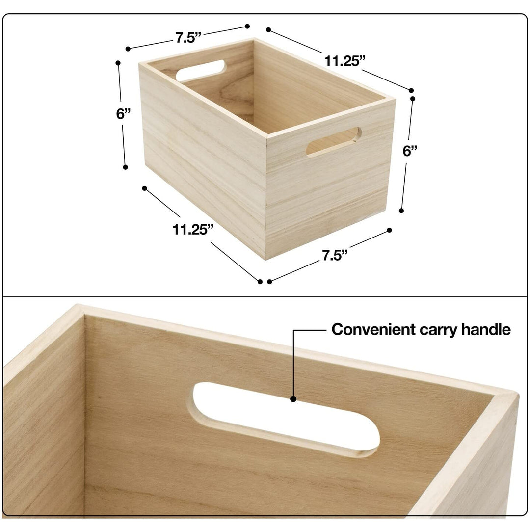 Unfinished Wood Crates Organizer Bins Wooden Box Cabinet Containers Brown Wood - Diamond Home USA