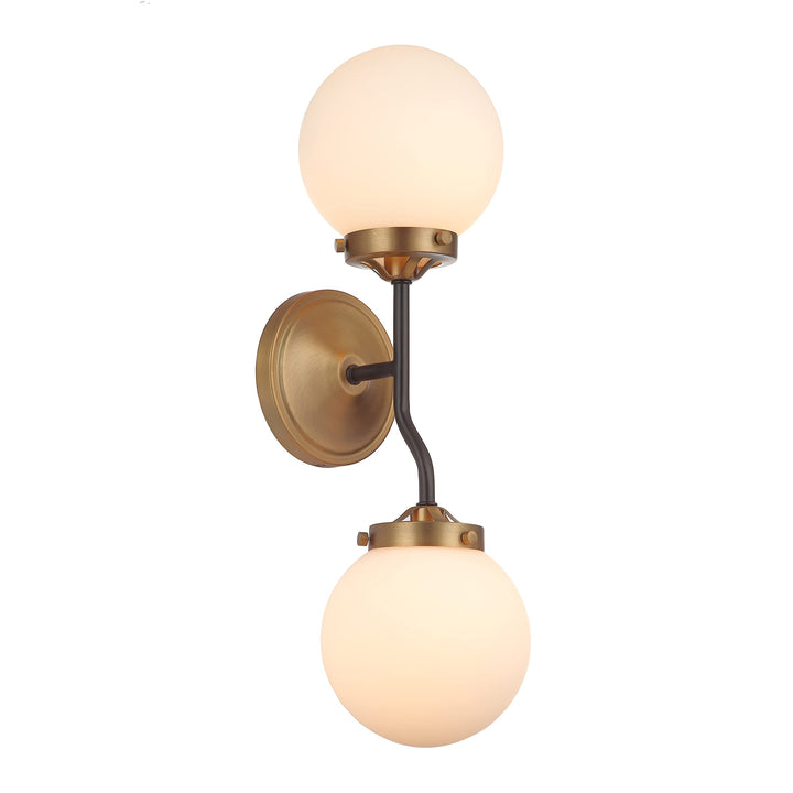 2 Light Aged Brass and Black Retro- Modern Vanity/Sconce Gold Mid-Century - Diamond Home USA