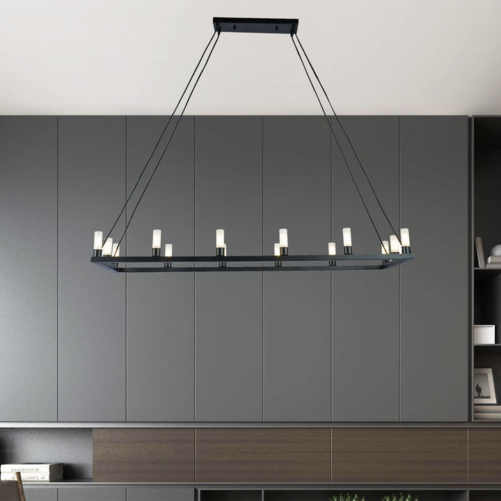 Black 14-light Linear Frame 47-inch Chandelier Industrial Mid-century Modern - Diamond Home USA