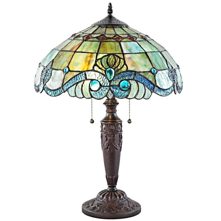 Brown Bronze Table Lamp 20" Glass Desk Lamp with Colorful Bowl Shade Antique - Diamond Home USA