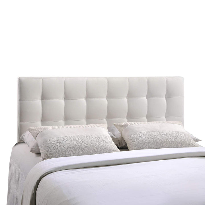 Lily Queen Vinyl Headboard White Modern Contemporary Faux Leather Tufted - Diamond Home USA