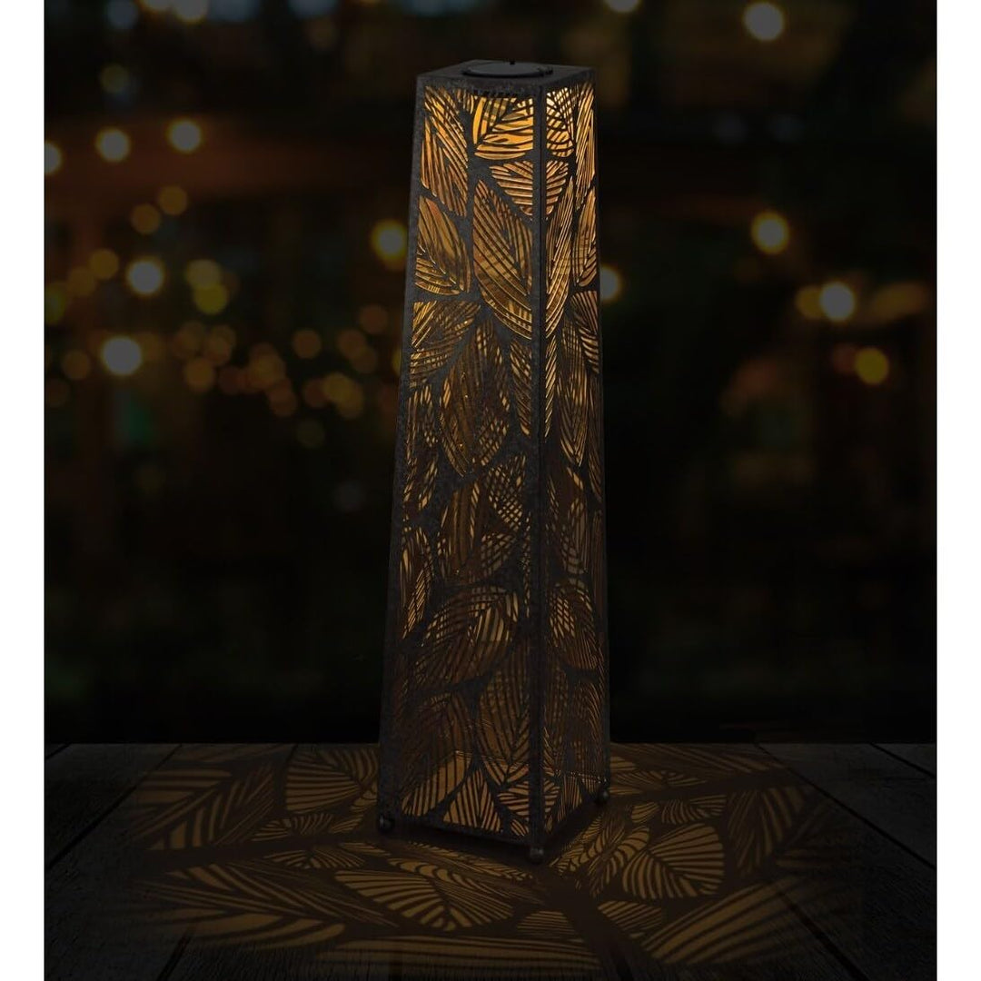 Patio Shadow Lantern 36" Leaf Brown Metal - Diamond Home USA