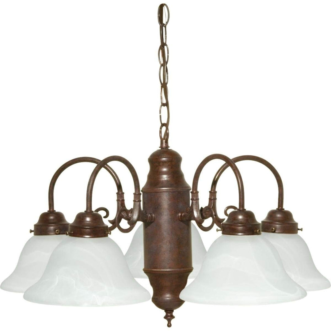 5-Light Chandelier Brown Traditional Steel Dimmable