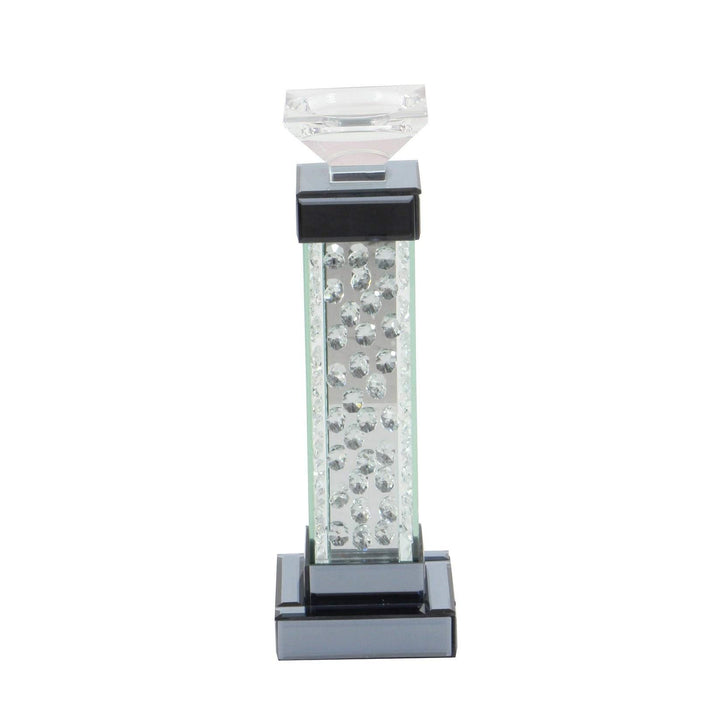 Tall Glass Encased Crystal Bubble Candleholder Clear Transitional 5 x 5 x 15 - Diamond Home USA