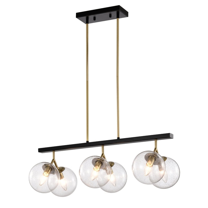 28 Inch Orb Glass Kitchen Island Chandelier 6 Light Black Gold Modern - Diamond Home USA