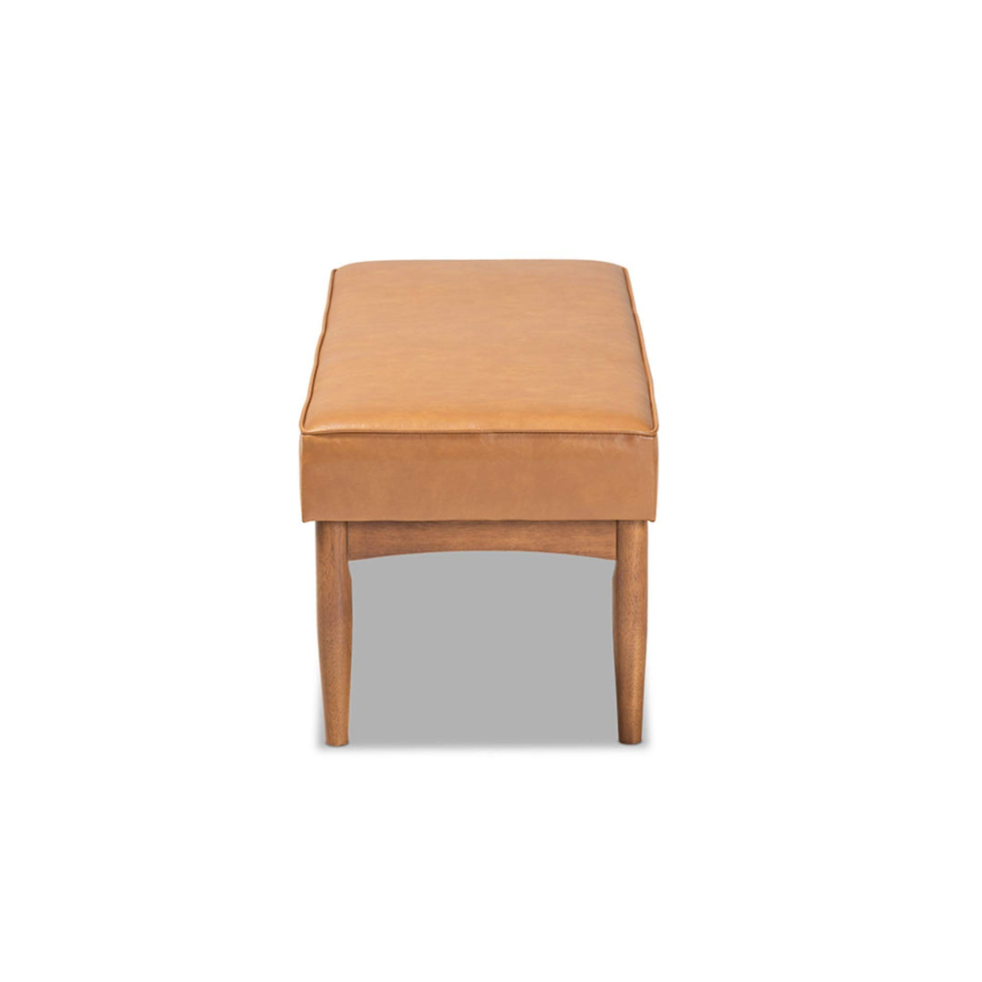 Baxton Studio Arvid Mid-Century Modern Tan Faux Leather Upholstered and Walnut - Diamond Home USA