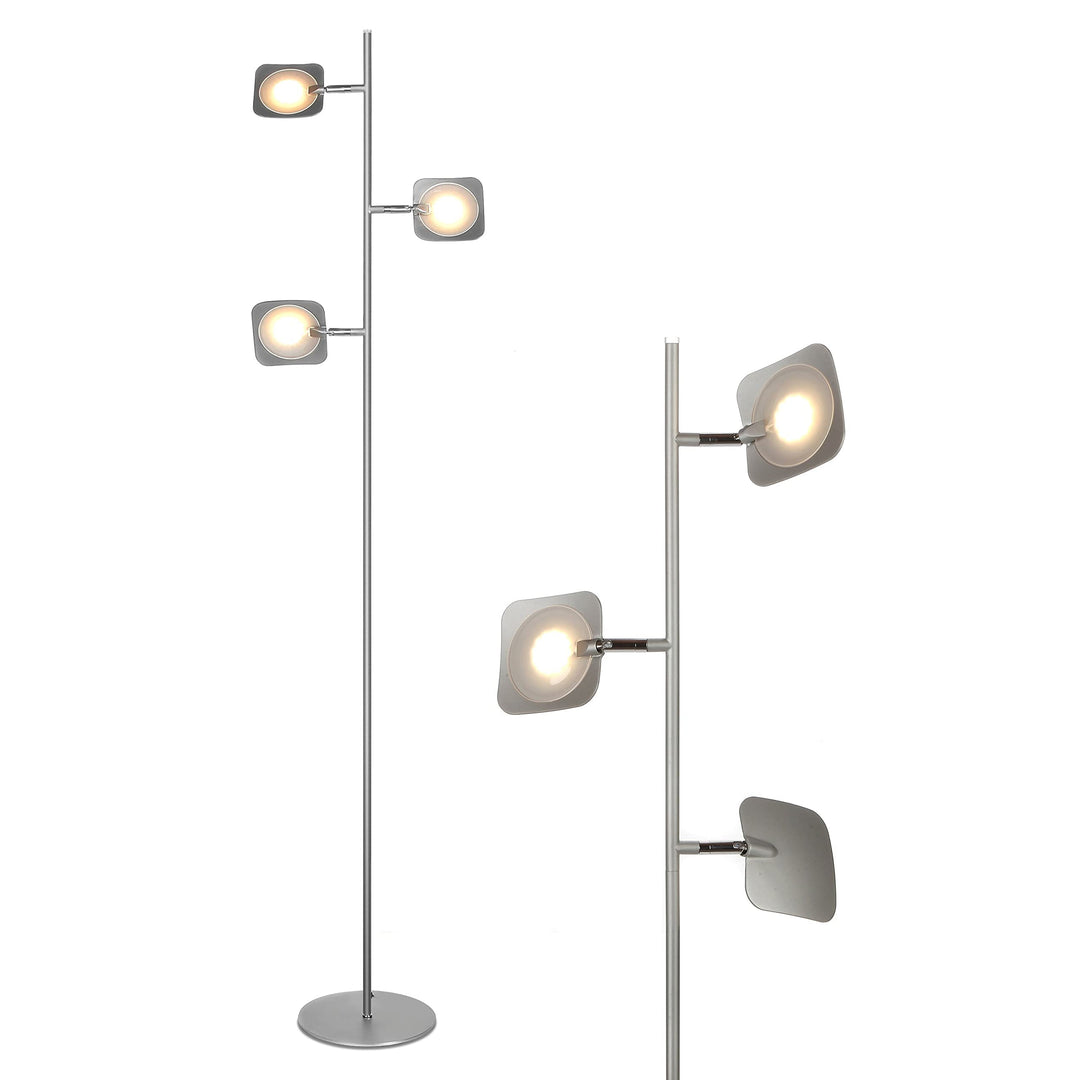 Tree Led Floor Lamp Silver Industrial Nickel Energy Efficient
