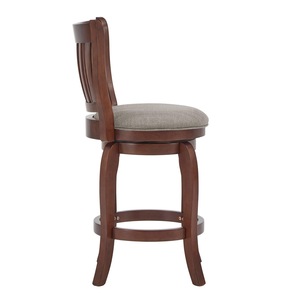 Inspire Q Ali Modern Linen High Back Swivel Stool by Classic Grey - Diamond Home USA