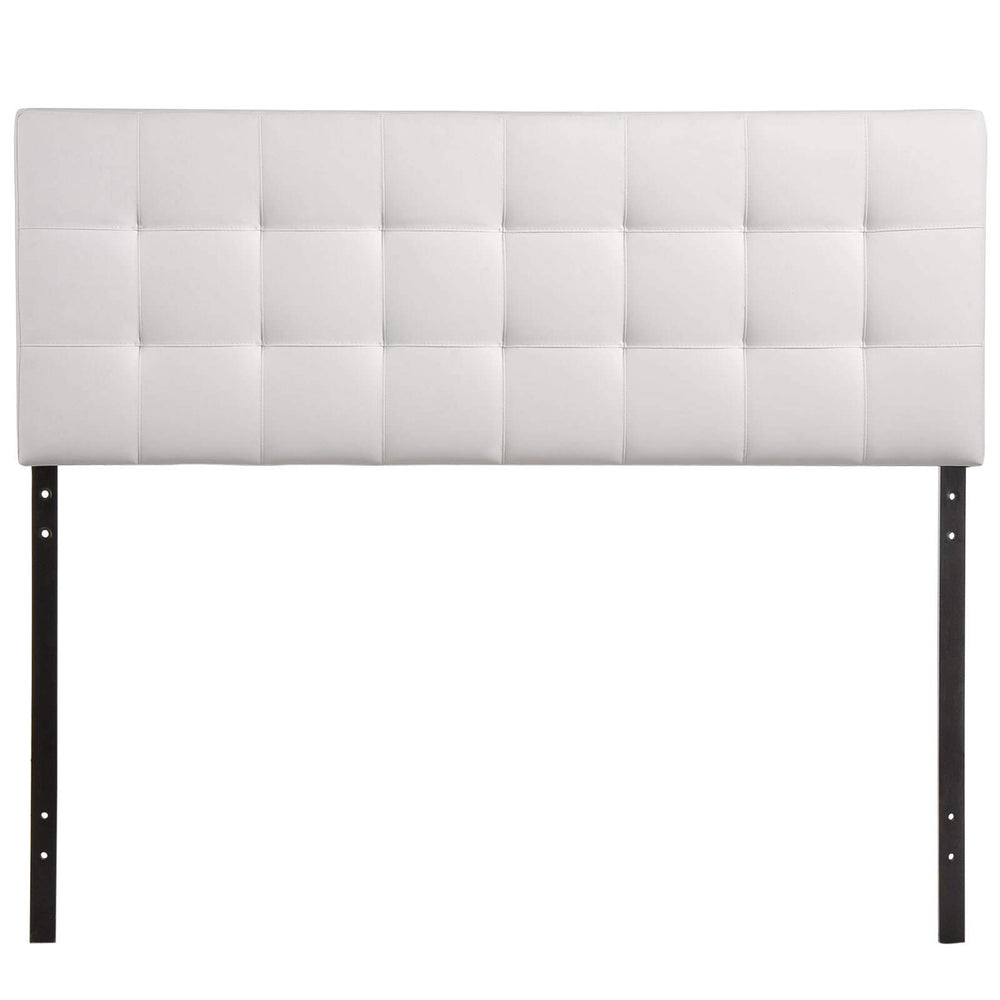 Lily Queen Vinyl Headboard White Modern Contemporary Faux Leather Tufted - Diamond Home USA