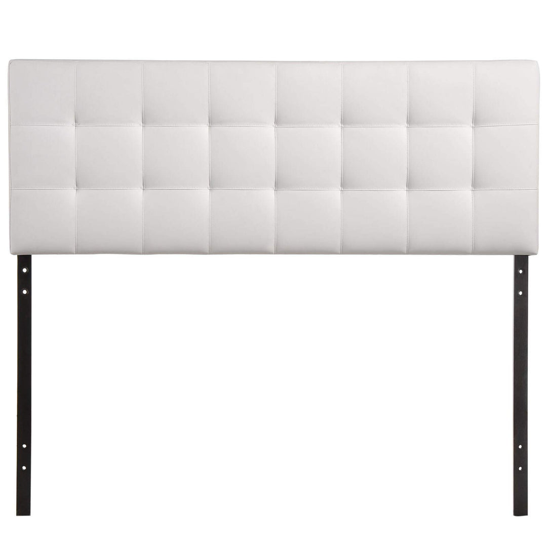 Lily Queen Vinyl Headboard White Modern Contemporary Faux Leather Tufted - Diamond Home USA
