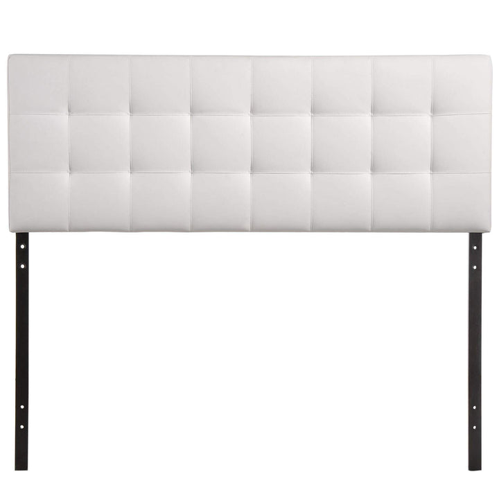 Lily Queen Vinyl Headboard White Modern Contemporary Faux Leather Tufted - Diamond Home USA