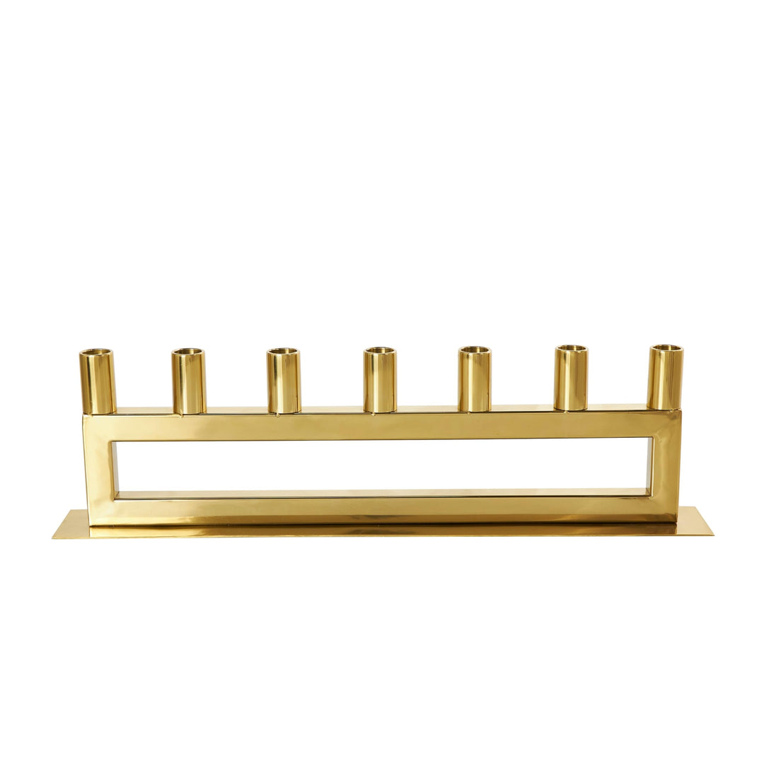 Gold Stainless Steel 7 Candle Candelabra with Rectangular Frame Medium - Diamond Home USA