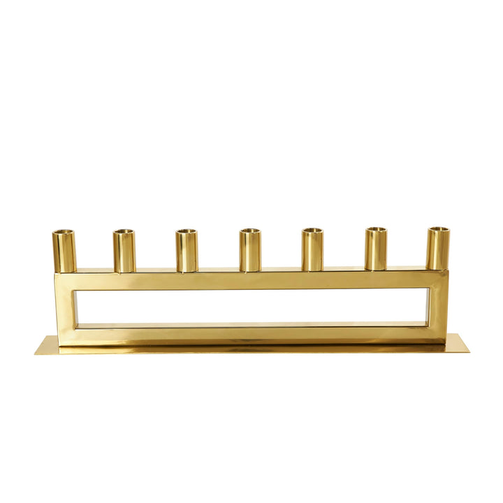 Gold Stainless Steel 7 Candle Candelabra with Rectangular Frame Medium - Diamond Home USA