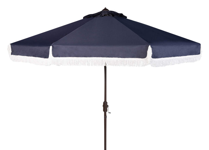 Safavieh PAT8008A Collection Milan Fringe Navy and White 9Ft Crank Outdoor Blue/White