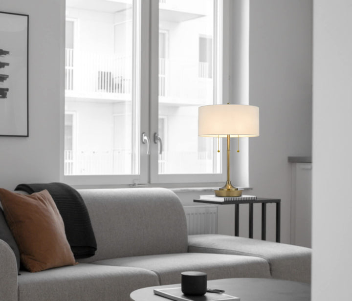 Cal Lighting BO-3028TB Kendal Metal Table Lamp with Pull Chain Switch Drum - Diamond Home USA