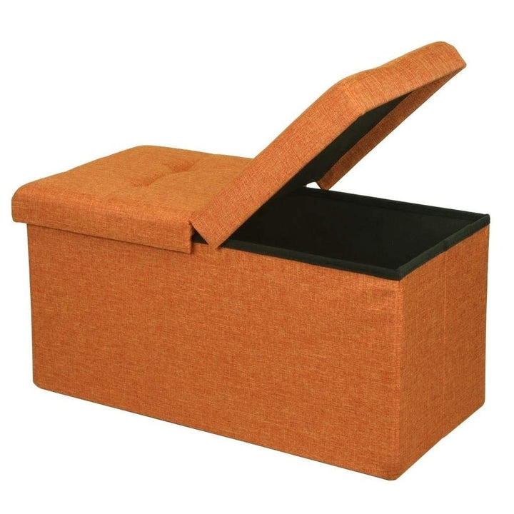 Storage Ottoman Bench 30 Inch Smart Lift Top Amber Orange - Solid Casual