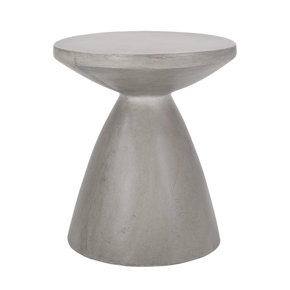Outdoor Lightweight Concrete Side Table Grey Modern Contemporary Round Water - Diamond Home USA