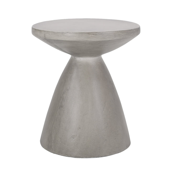 Outdoor Lightweight Concrete Side Table Grey Modern Contemporary Round Water - Diamond Home USA