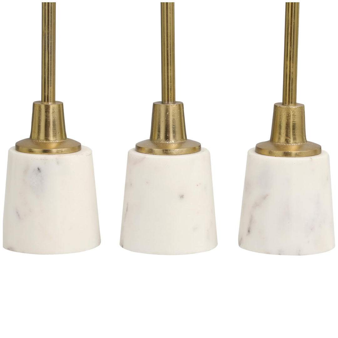 Gold Slim Candle Holder with White Marble Base (Set of 3) - Diamond Home USA